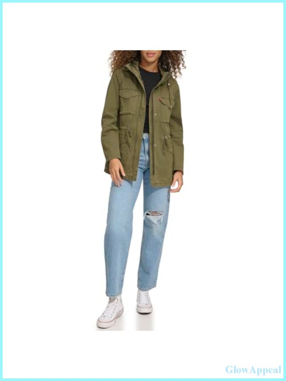 Hooded Military Jacket Four Pocket Anorak Adjustable Drawstring Cargo